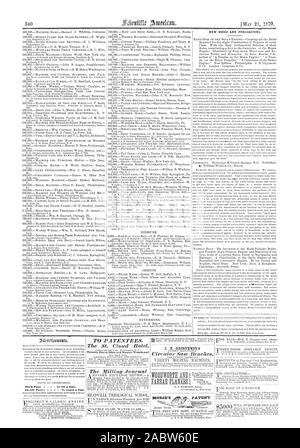Máquina BANDSamuel J. Whitton Coleraine Volver Página $1 00 una línea. Dentro de la página 75 centavos una línea., Scientific American, 1870-05-21 Foto de stock