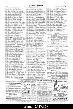 Dentro de la página 75 centavos una línea de patentes y ajustables a Electro-Platers mejorada. Las máquinas;, Scientific American, 1871-09-02 Foto de stock