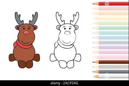 Cute ciervos para libro de colorear con lápices ilustración vectorial EPS10  Imagen Vector de stock - Alamy