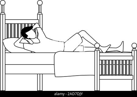 Avatar tumbado en la cama icono man Imagen Vector de stock - Alamy