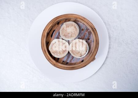 Dumpling al vapor caliente,bollos chinos,pork bun Foto de stock
