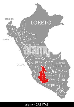 Ayacucho Resaltada En Rojo En El Mapa De Peru 2ae17a9 