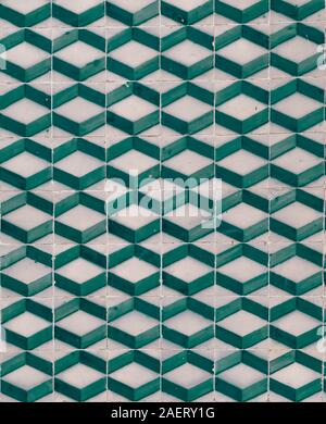 Tres típicos portugueses imitando la dimensión abstracta patrones de mosaico en varios colores (azul, verde, violeta, turquesa Foto de stock
