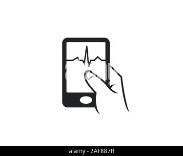 Teléfono celular toque apps icono gráfico cardio contienen Hearth Beat ataque adecuado para empresa médica Ilustración del Vector