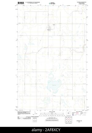 USGS Mapa TOPO North Dakota ND Hannah 20110517 TM Restauración Foto de stock