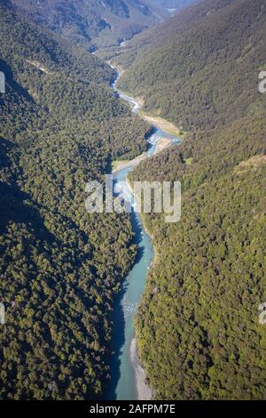 Antena del Río Wilkin, Isla del Sur, Nueva Zelanda Foto de stock