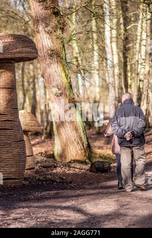 Las personas, las parejas se puede disfrutar de un paseo por la hermosa finca de Nuevos Ministerios, los jardines Trentham en Stoke on Trent, Staffordshire