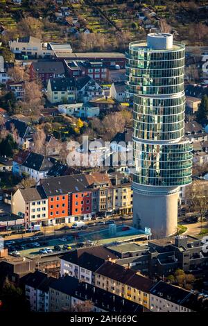 Foto aérea, Excenterhaus es una torre de oficinas en Universitätsstraße en Bochum, área de Ruhr, Renania del Norte-Westfalia, Alemania, de Europa, las aves-e Foto de stock