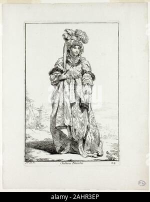 Joseph Marie Vien, I. Sultane Blanche, la placa 24 desde Caravanne du Sultan à la Mecque. 1748. Francia. Aguafuerte sobre papel establecido de marfil