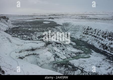 Cascada de Gullfoss, Islandia, enero de 2020 Foto de stock