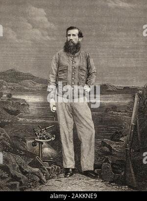 JOHN Hanning Speke (1827-1864), oficial del ejército inglés y explorer alrededor de 1863 con la topografía de instrumento a la izquierda Foto de stock