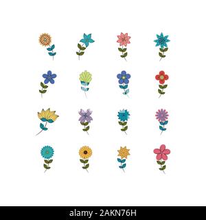 Diseño de flores naturales, naturaleza floral ornamento de plantas de jardín y decoración botánica tema ilustración vectorial