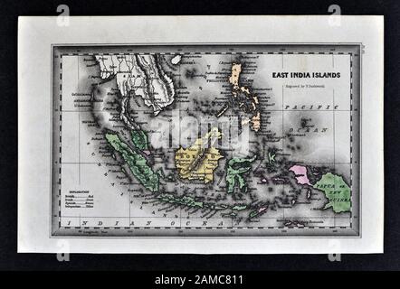 1834 Carey Mapa de las Indias Orientales incluyendo Sumatra, Java, Borneo, Nueva Guinea, Malasia, Singapur, Islas Célebes y otras islas del Archipiélago Foto de stock