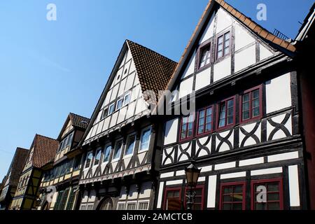 Fachwerkhaus in der historischen Altstadt, Rinteln, Niedersachsen, Deutschland Foto de stock