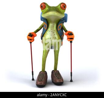 Diversión backpacker Frog - Ilustración 3D Foto de stock