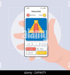 plantilla vectorial de interfaz de teléfono inteligente de juego de  preguntas en línea. diseño de diseño