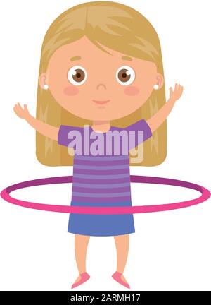 Feliz niña jugando Hula Hoop Imagen Vector de stock - Alamy