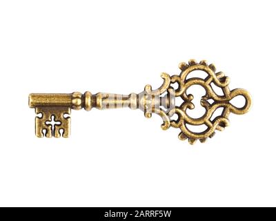 Llave antigua aislada en blanco