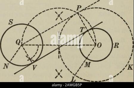 Geometria Plana Y Solida Circulos Dados Mtb Y Nvs Construir Una Tangente Externa Comun A Los Circulos Mtb Y N Vs I Construccion 1 Dibuje La Linea De Centros Oq 2