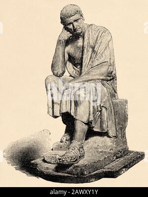 Aristóteles era un filósofo, polímata y científico nacido en la ciudad de Estagira, al norte de la antigua Grecia. Es considerado junto a Platón, el fafhe Foto de stock