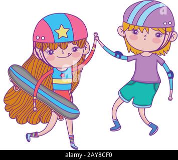 Dibujos animados feliz niño skateboarding Imagen Vector de stock - Alamy