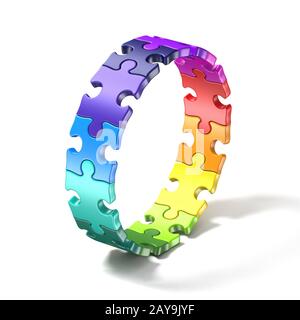 Colorido anillo puzzle 3D Foto de stock