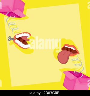 Chiste dientes caja de dibujos animados aisladas líneas azules Imagen  Vector de stock - Alamy