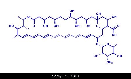 Amfotericina B molécula de medicamento antifúngico, ilustración Foto de stock