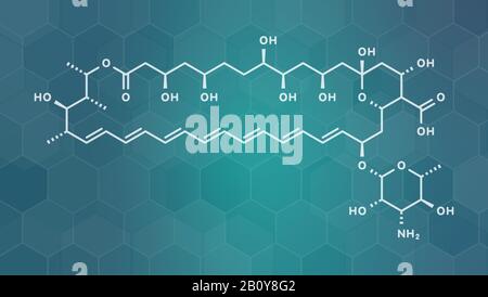 Amfotericina B molécula de medicamento antifúngico, ilustración Foto de stock
