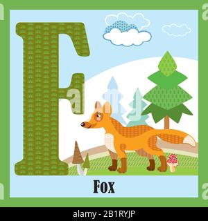 Alfabeto F Con Dibujo Animado De Fox Imagen Vector De Stock Alamy