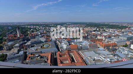 Panorama, Ausssichtsplattform City-Hochhaus, Leipzig, Sajonia, Alemania Foto de stock