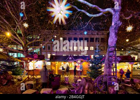 Kohlmarkt, Weihnachtsmarkt, Blaue Stunde, Nacht, Braunschweig, Niedersachsen, Deutschland, Europa Foto de stock