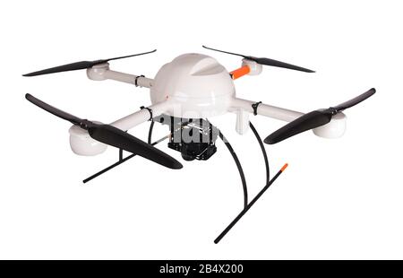 drone cuadrocáter aislado sobre fondo blanco Foto de stock