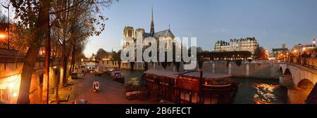 Vista del río Sena desde Pont de l'Archeveche, Notre Dame, París, Isla de Francia, Francia