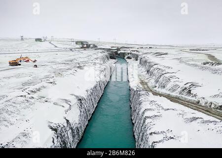 Central hidroeléctrica de Sultartangavirkjun, tierras altas centrales, Islandia Central hidroeléctrica de Sultartangavirkjun, tierras altas centrales, Islandia