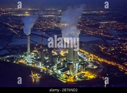 , central eléctrica a carbón en Voerde, 13.12.2012, vista aérea, Alemania, Renania del Norte-Westfalia, Área de Ruhr, Voerde Foto de stock