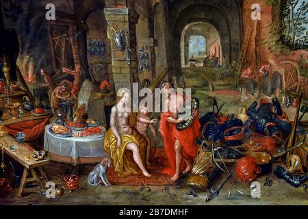 Alegorías de los elementos Fuego, 1645 por Ambrosio Brueghel 1717-1675 la familia Brueghel ( Bruegel o Breughel ), pintores flamencos del siglo XVI al XVII, belga, Bélgica. Foto de stock