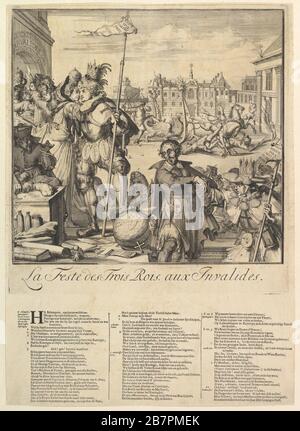 Le Feste des trois Rois.n.d. Sátira de Santiago II, Príncipe James y Luis XIV en París.