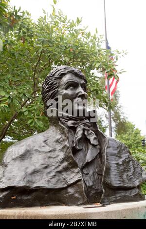 Busto de Francis Scott Key (1779 - 1843) en el parque que lleva su nombre en Georgetown, Washington DC, EE.UU.