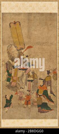 'Dongfang Tongbang Shuo (SAK), uno de los Ocho Inmortales chinos; en inglés: Corea, coreano, la dinastía Joseon, 1392-1910, pinturas del siglo xviii colgando de desplazarse, tinta y color sobre papel imagen: 27 3/8 x 14 1/2 pulg. (69.53 x 36.83 cm); el monte: 59 3/4 x 19 1/2 pulg. (151.77 x 49,53 cm); el rodillo: 22. (55,88 cm) adquiridos con fondos del Museo (M.2000.15.32) arte coreano; siglo xviii fecha QS:P571,+1750-00-00T00:00:00Z/7; '