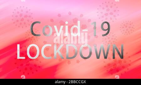 Coronavirus Covid-19 formulación pandémica en fondo rojo que indica el bloqueo del brote Foto de stock