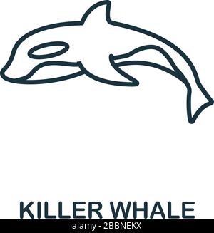 Icono de la ballena asesina de la colección de animales salvajes. Línea simple Killer Whale icono para plantillas, diseño web e infografías Ilustración del Vector