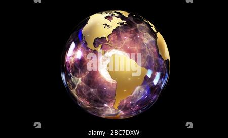 Representación en 3D de un globo terráqueo abstracto. Diseño creativo y tecnológico del planeta Tierra. Elemento de diseño brillante y colorido o fondo Foto de stock