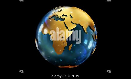 Representación en 3D de un globo terráqueo abstracto. Diseño creativo y tecnológico del planeta Tierra. Elemento de diseño brillante y colorido o fondo Foto de stock