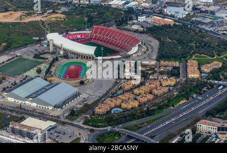 Vista aérea, Estadio de son Moix, estadio de fútbol, centro deportivo, Palma, Mallorca, España, Europa, Islas Baleares