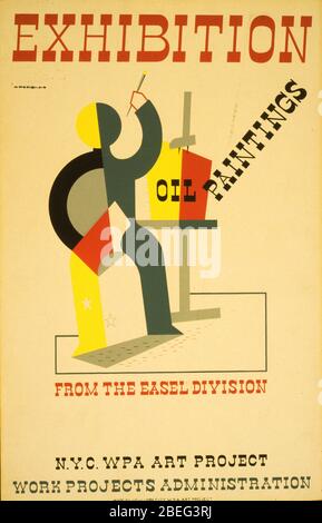 Cartel de promoción de la exposición de arte creada por la WPA, 1938-1943. Biblioteca del Congreso. (Richard B. Levine) Foto de stock