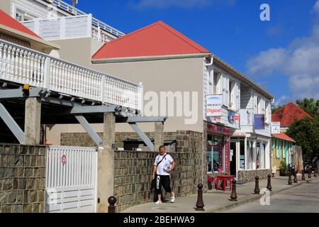 Rue Jeanne d'Arc en Gustavia, Saint Barts, Caribe Foto de stock