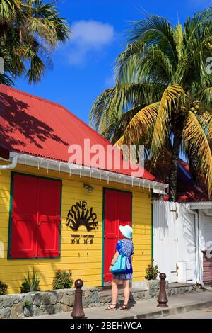 Rue Jeanne d'Arc en Gustavia, Saint Barts, Caribe Foto de stock