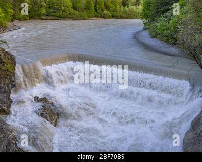 Lech Falls cerca de Fuessen, Alemania, Baviera, Allgaeu, Fuessen Foto de stock