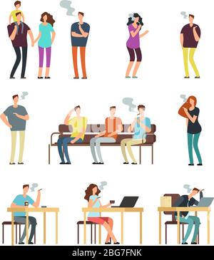 El Tabaquismo Pasivo La Contaminacion Por Humo Malsano Personas Fumadores Dibujos Animados Minimos Caracteres Establecidos Vector Adiccion A La Nicotina Hombre Y Mujer Ilustracion Imagen Vector De Stock Alamy